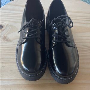 Jellypop Shiny Black Lace-Up Shoes